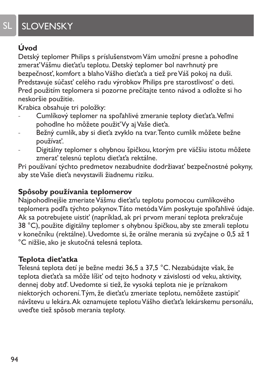 Slovensky sl | Philips SCH530/10 User Manual | Page 94 / 108