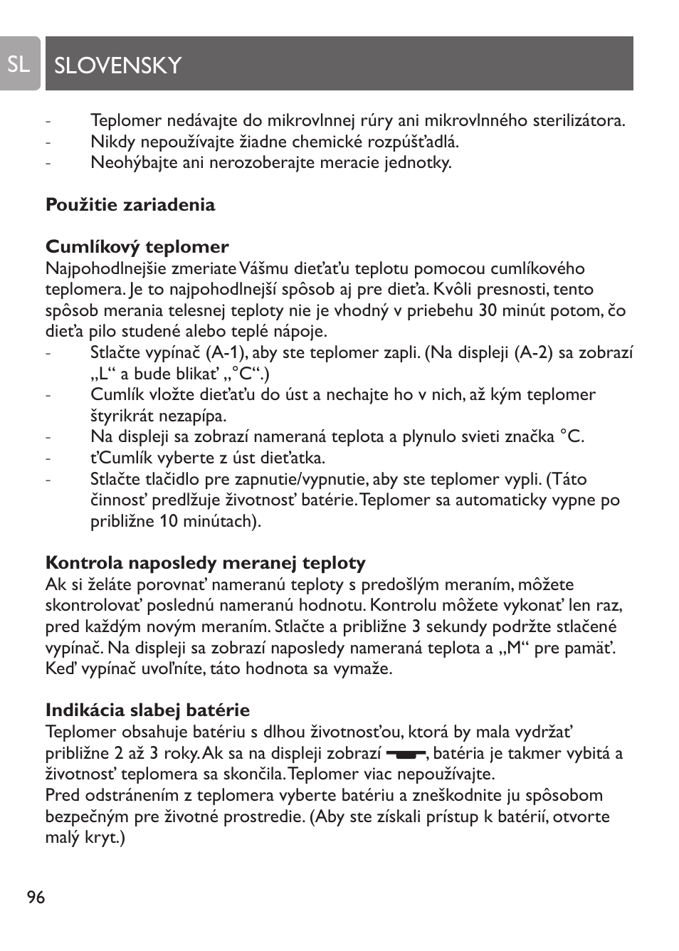 Slovensky sl | Philips SCH530/10 User Manual | Page 96 / 108