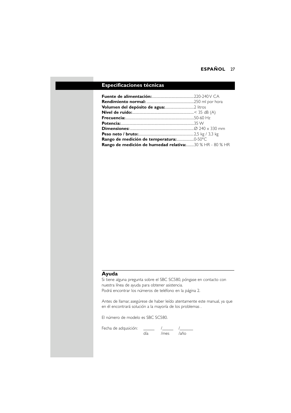 Philips SC580 User Manual | Page 27 / 100