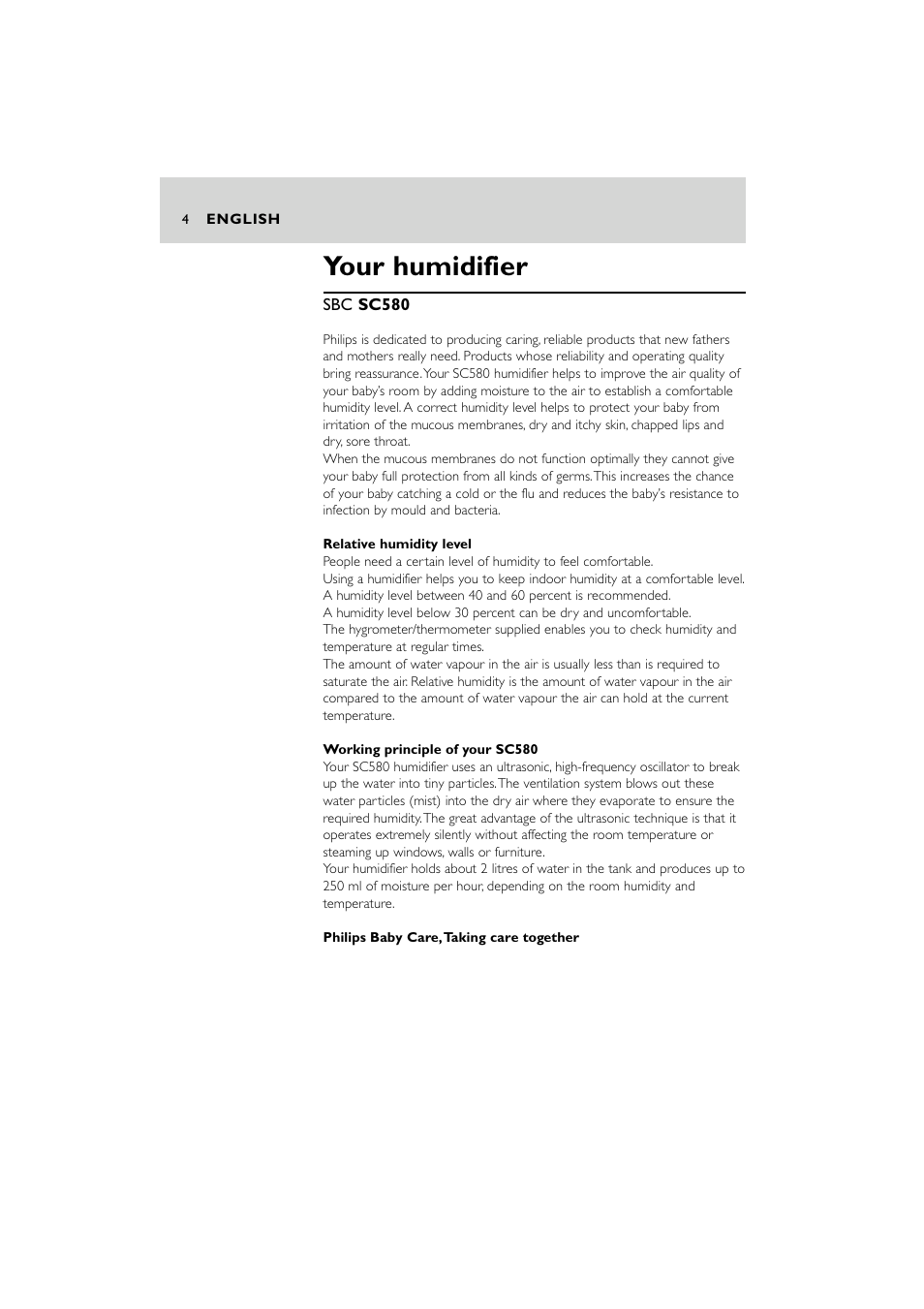Your humidifier | Philips SC580 User Manual | Page 4 / 100