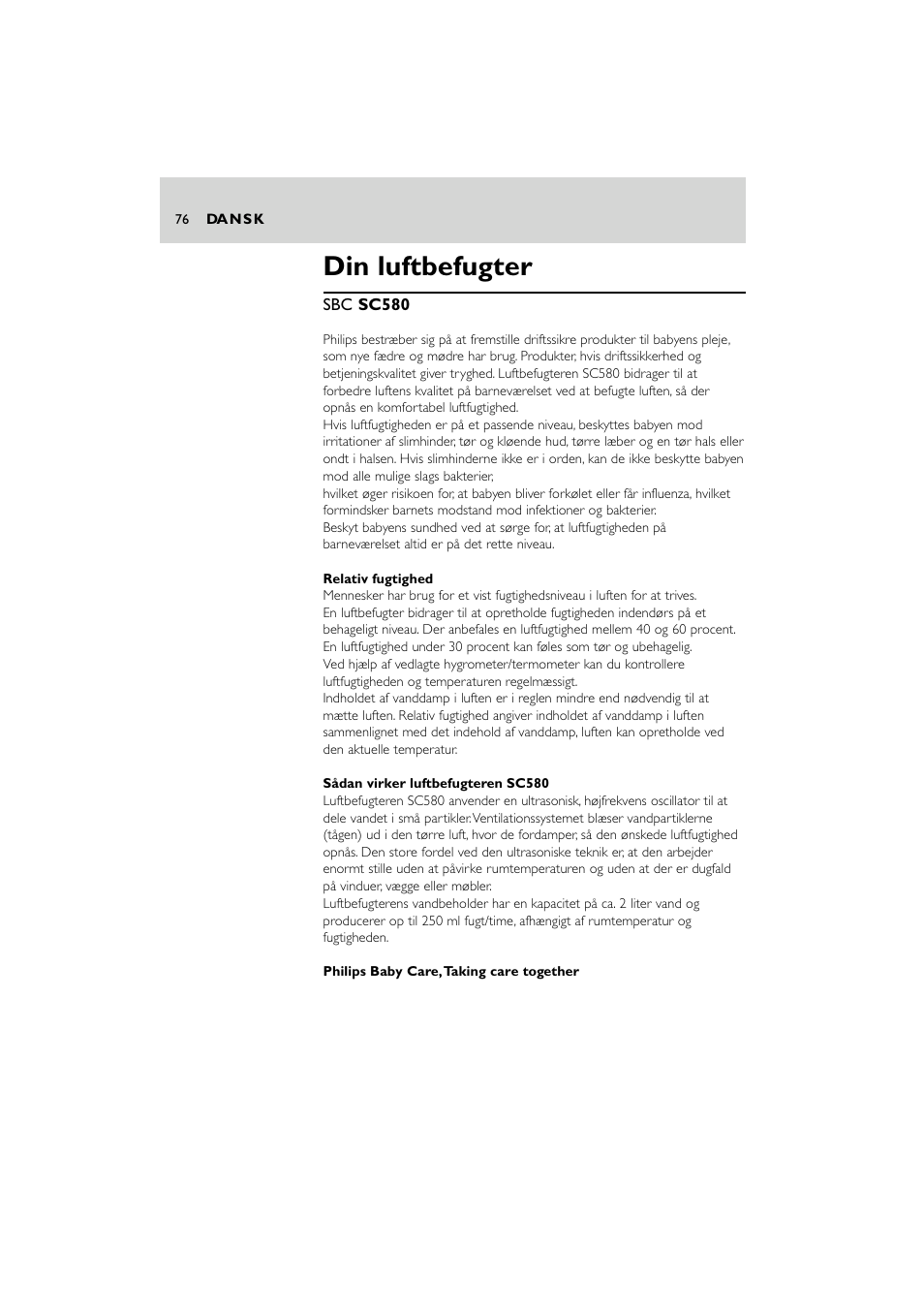 Din luftbefugter | Philips SC580 User Manual | Page 76 / 100