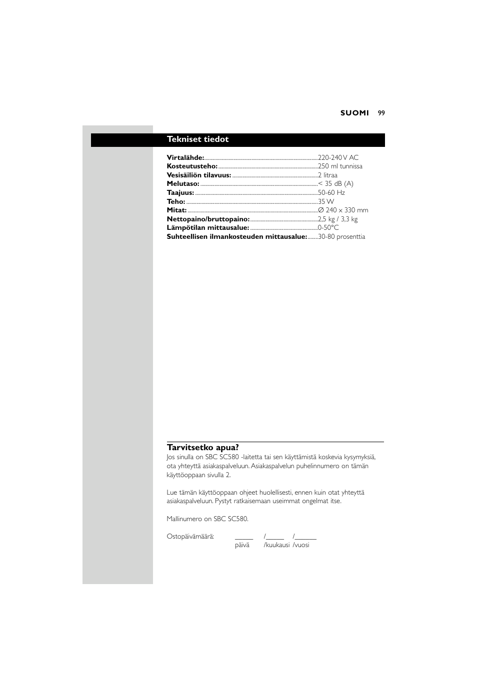 Philips SC580 User Manual | Page 99 / 100