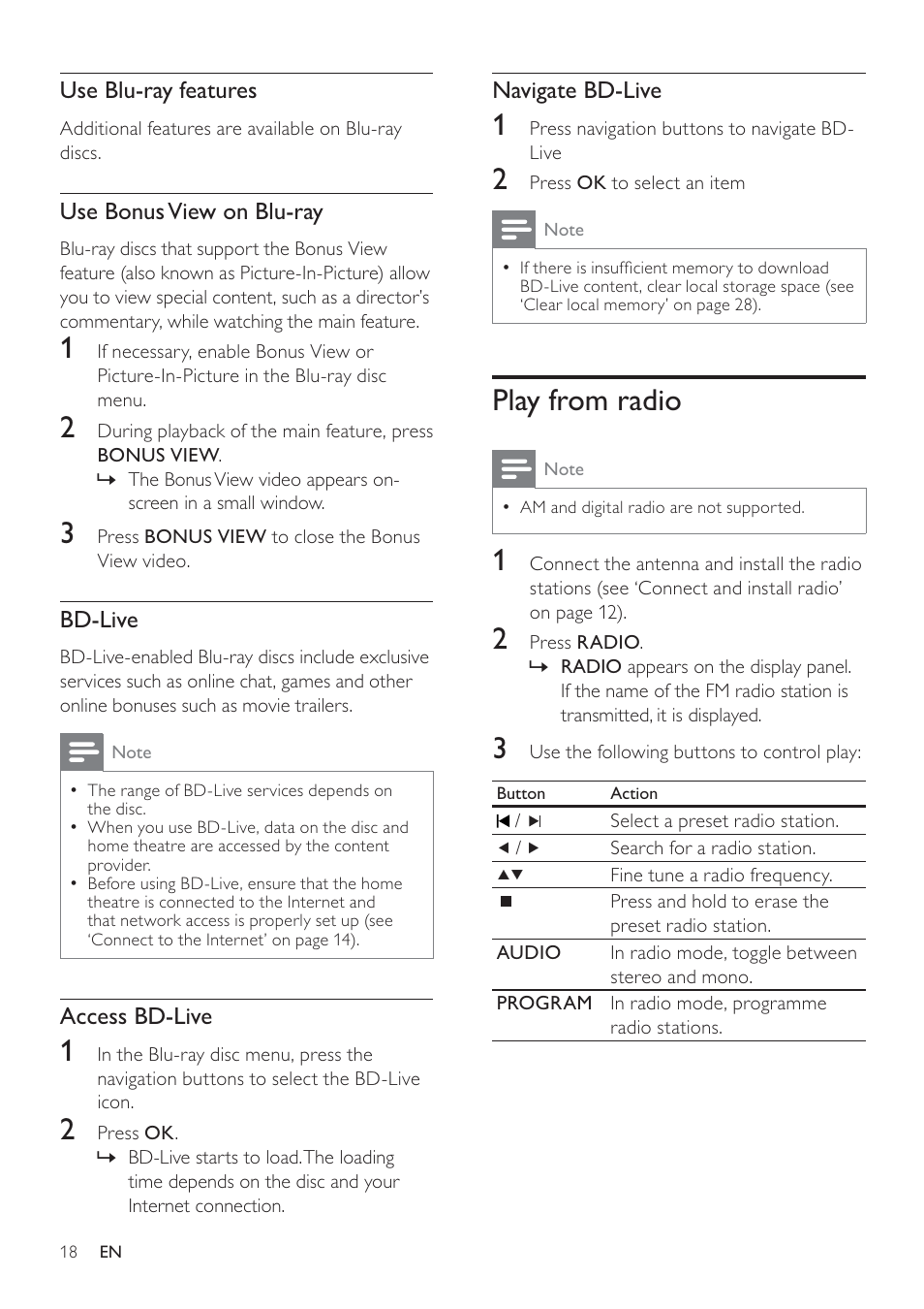 Play from radio | Philips - HTS8160B User Manual | Page 20 / 40