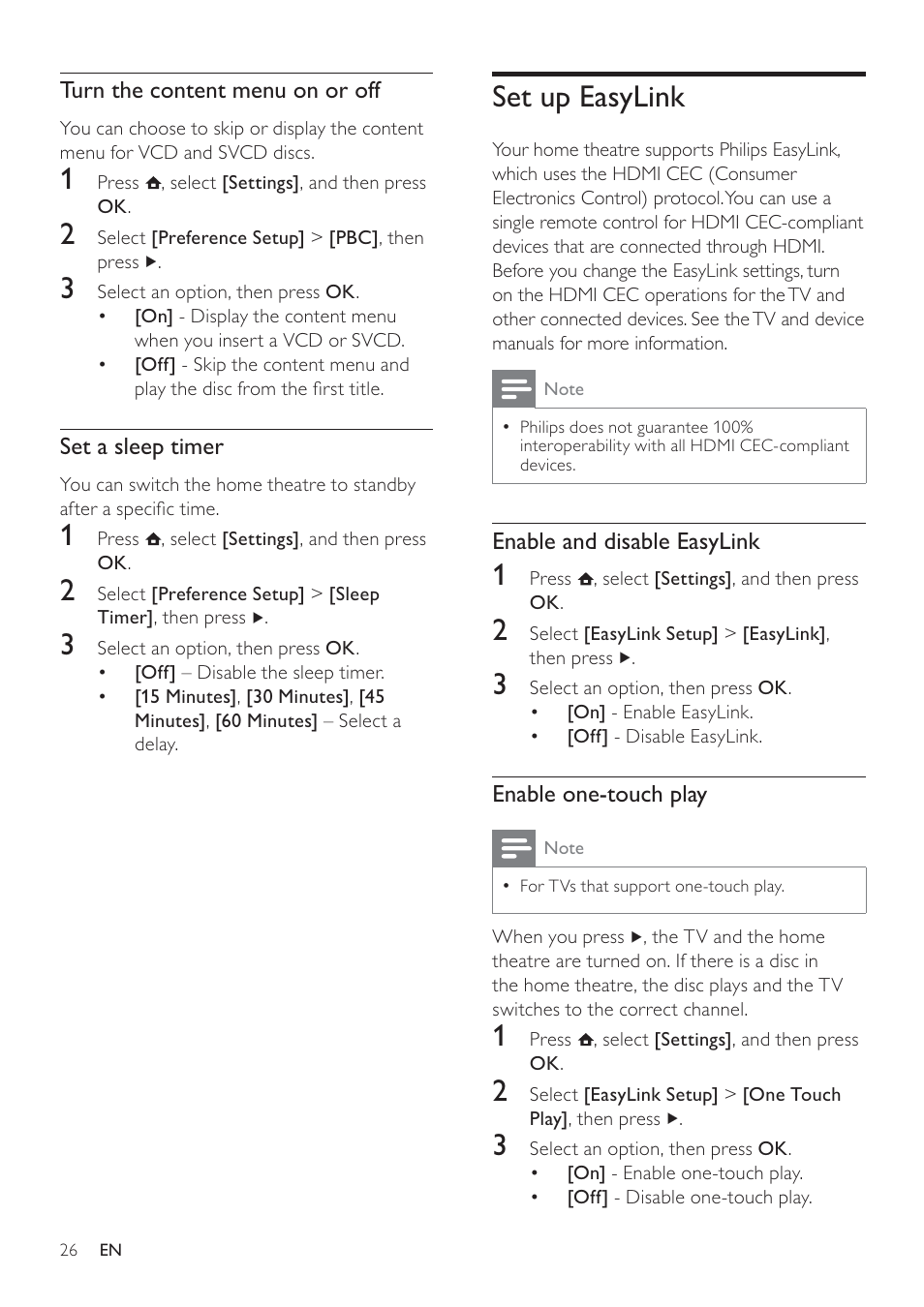 Set up easylink | Philips - HTS8160B User Manual | Page 28 / 40