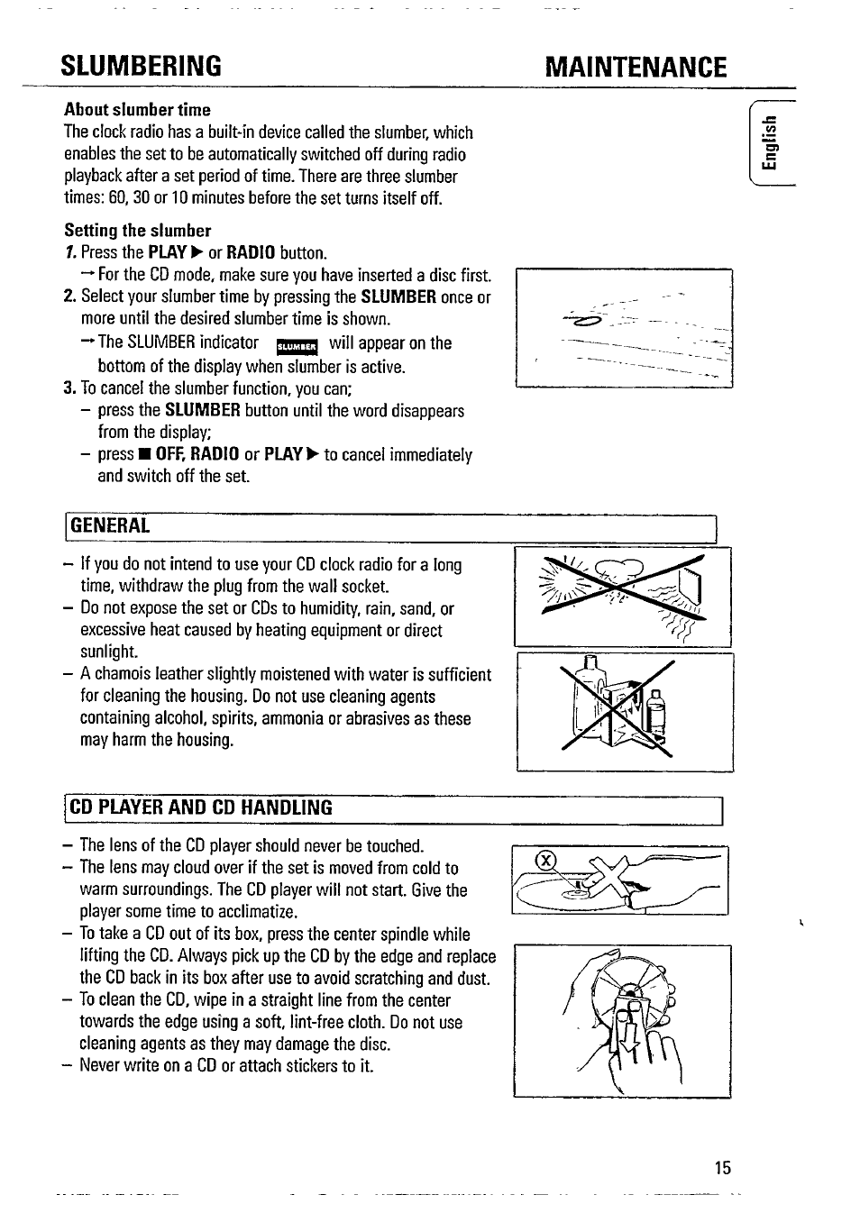 About slumber time, Slumbering maintenance | Philips MAGNAVOX AJ 3940/17 User Manual | Page 15 / 20