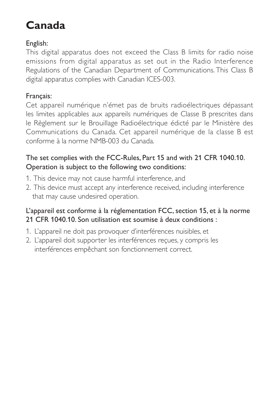 Canada | Philips DS8500/37 User Manual | Page 2 / 23