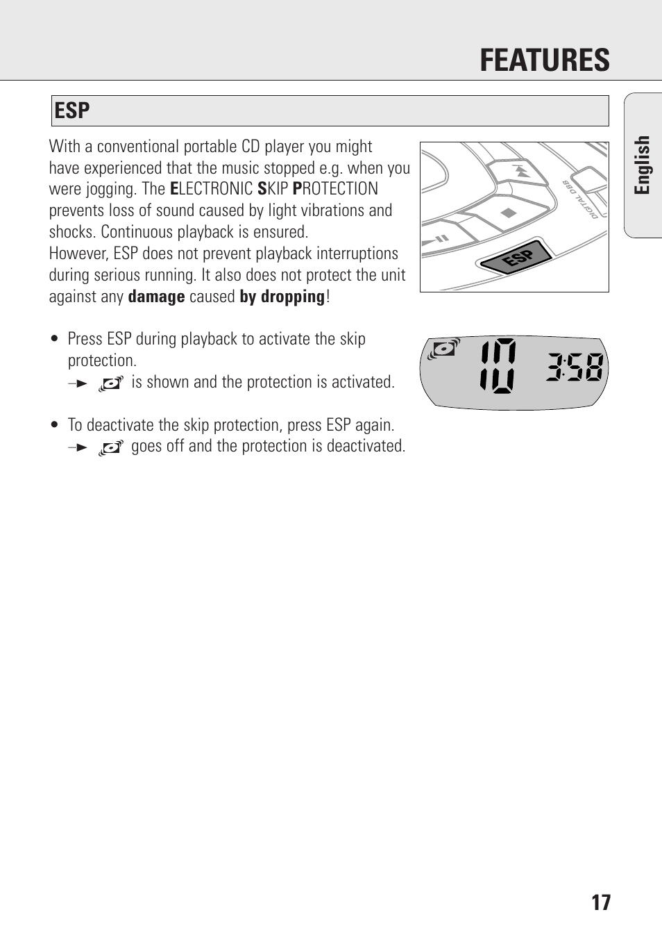 Features, English | Philips AZ9106 User Manual | Page 17 / 66