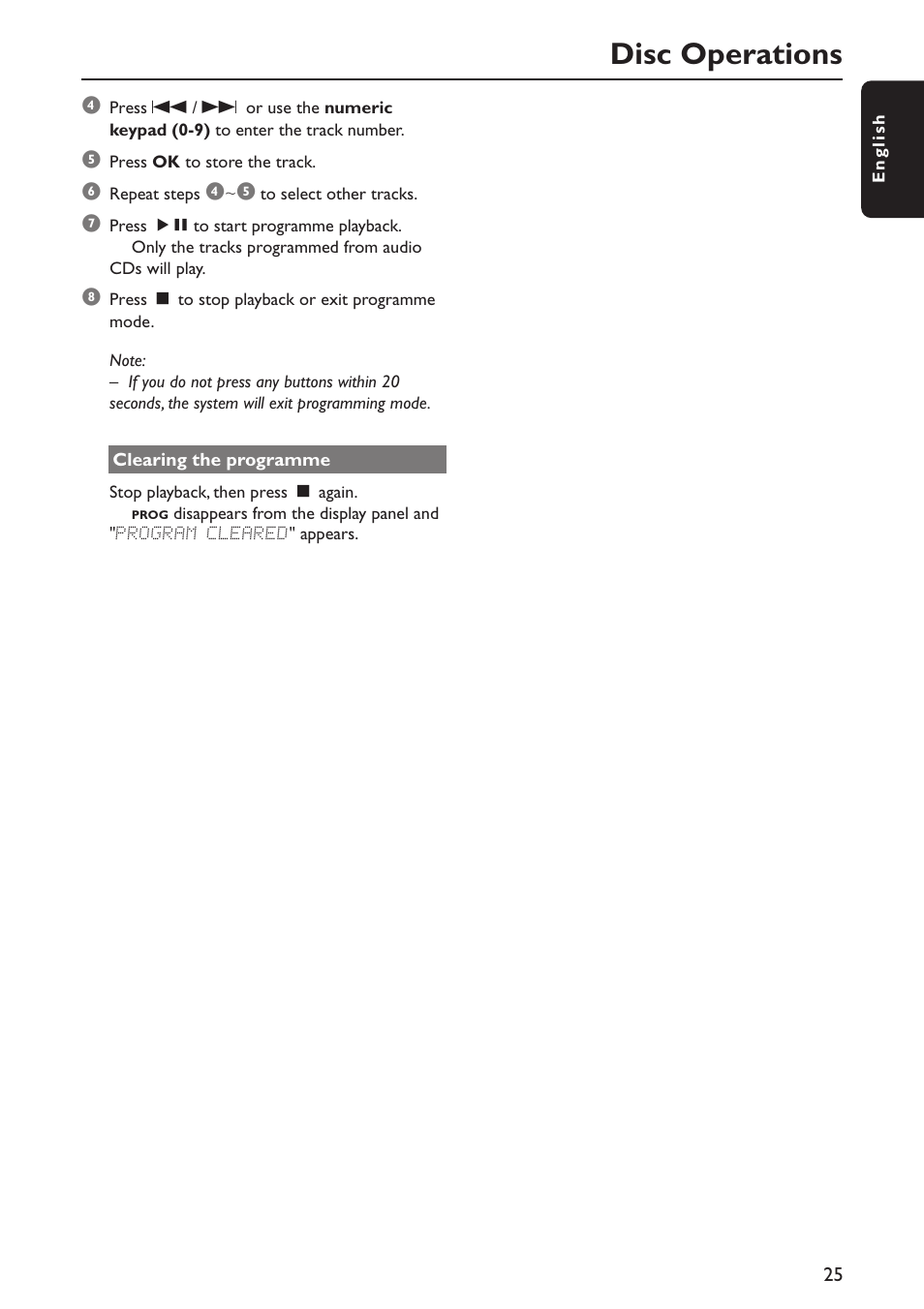 Disc operations | Philips MX5800SA/21 User Manual | Page 25 / 49