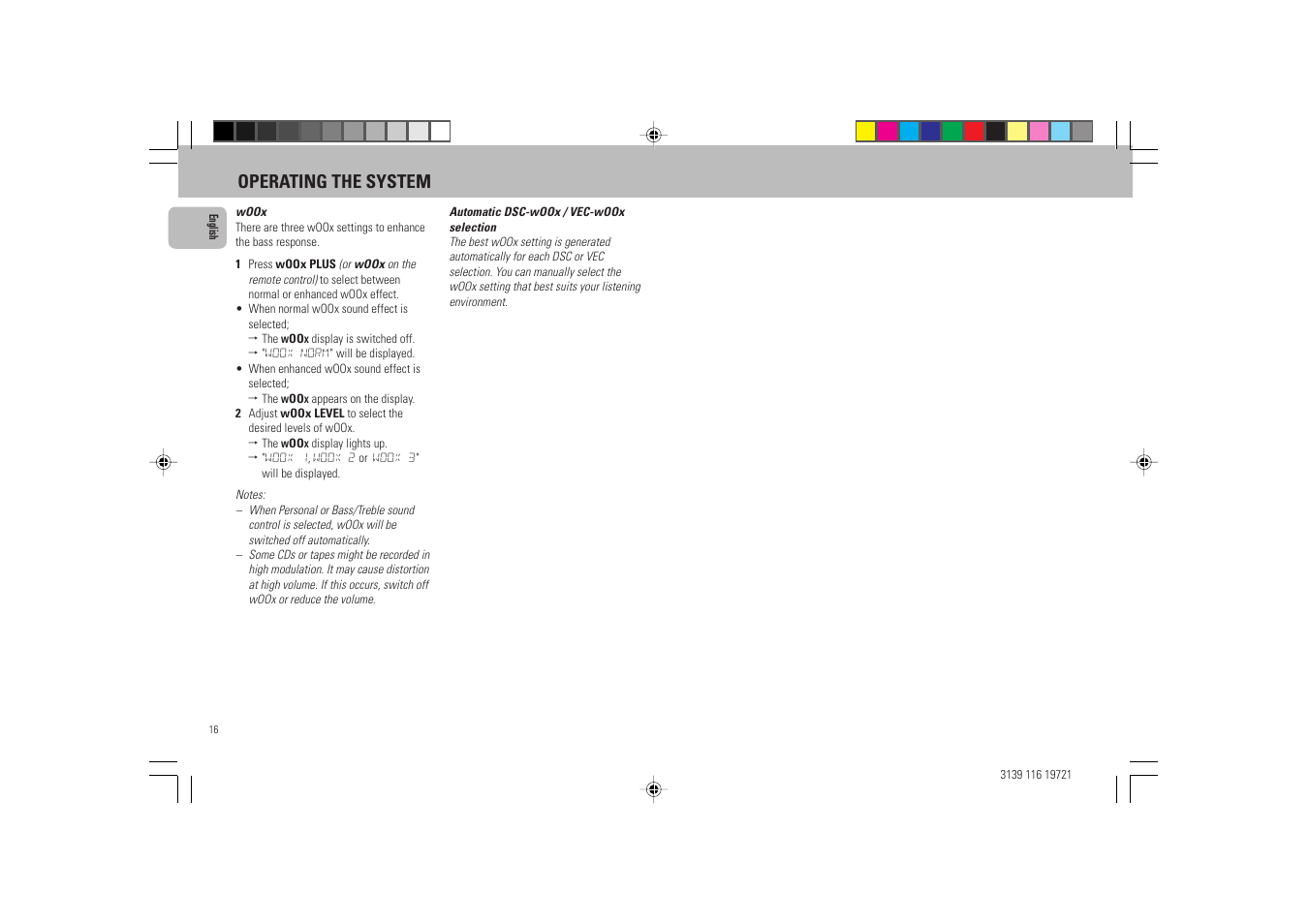 Operating the system | Philips FW P88 User Manual | Page 16 / 31