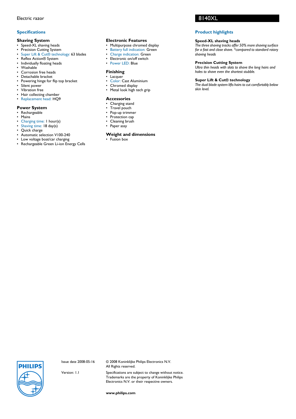 8140xl | Philips 8140XL User Manual | Page 2 / 2