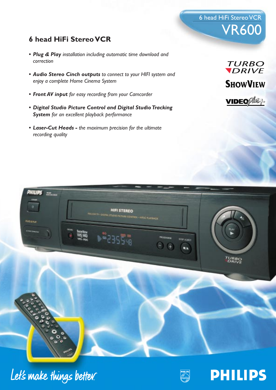 Philips SHOWVIEW VR600 User Manual | 2 pages