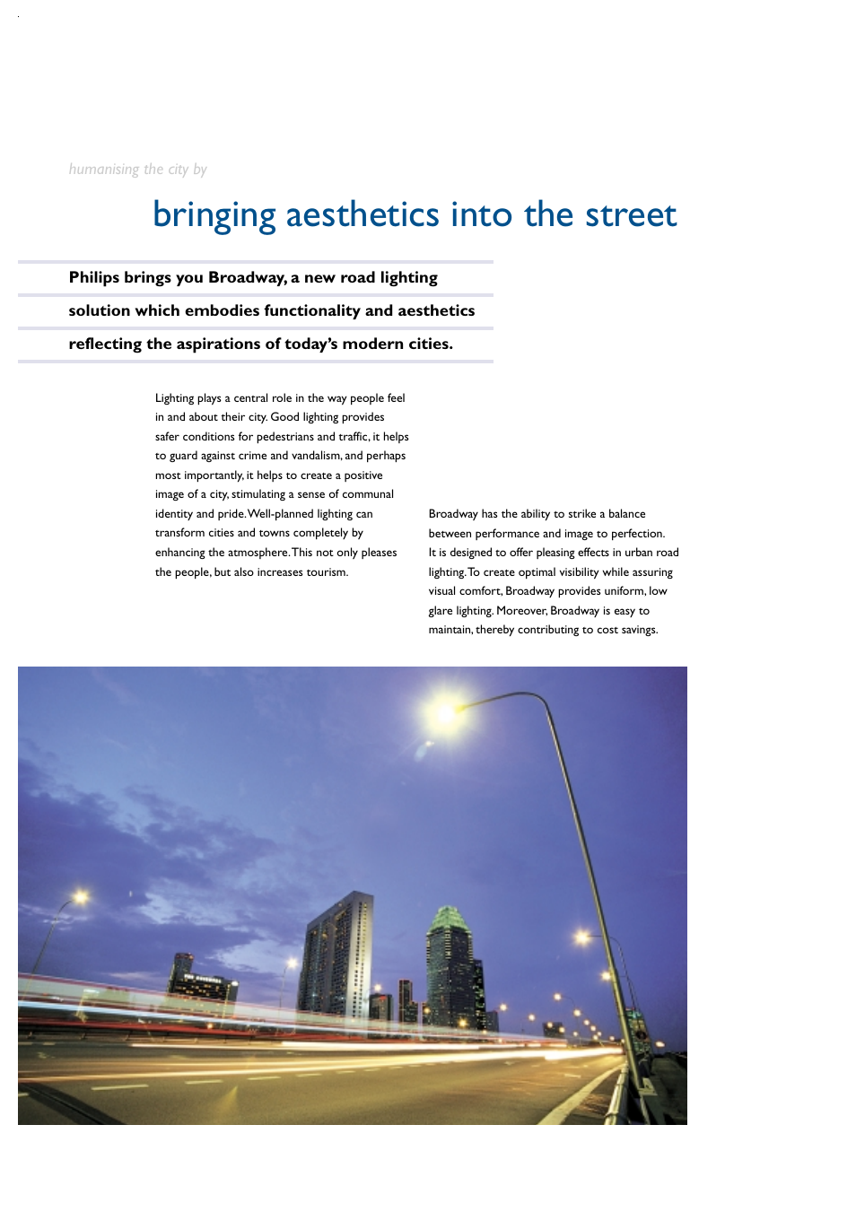 Bringing aesthetics into the street | Philips Broadway Road Lighting User Manual | Page 2 / 6