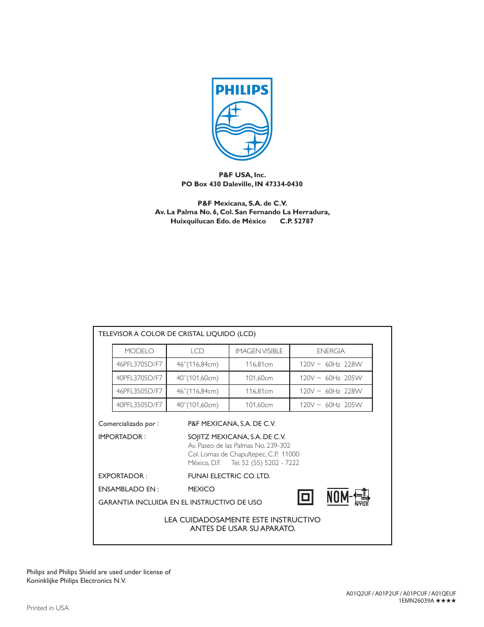 Philips 1EMN26039A User Manual | Page 37 / 37