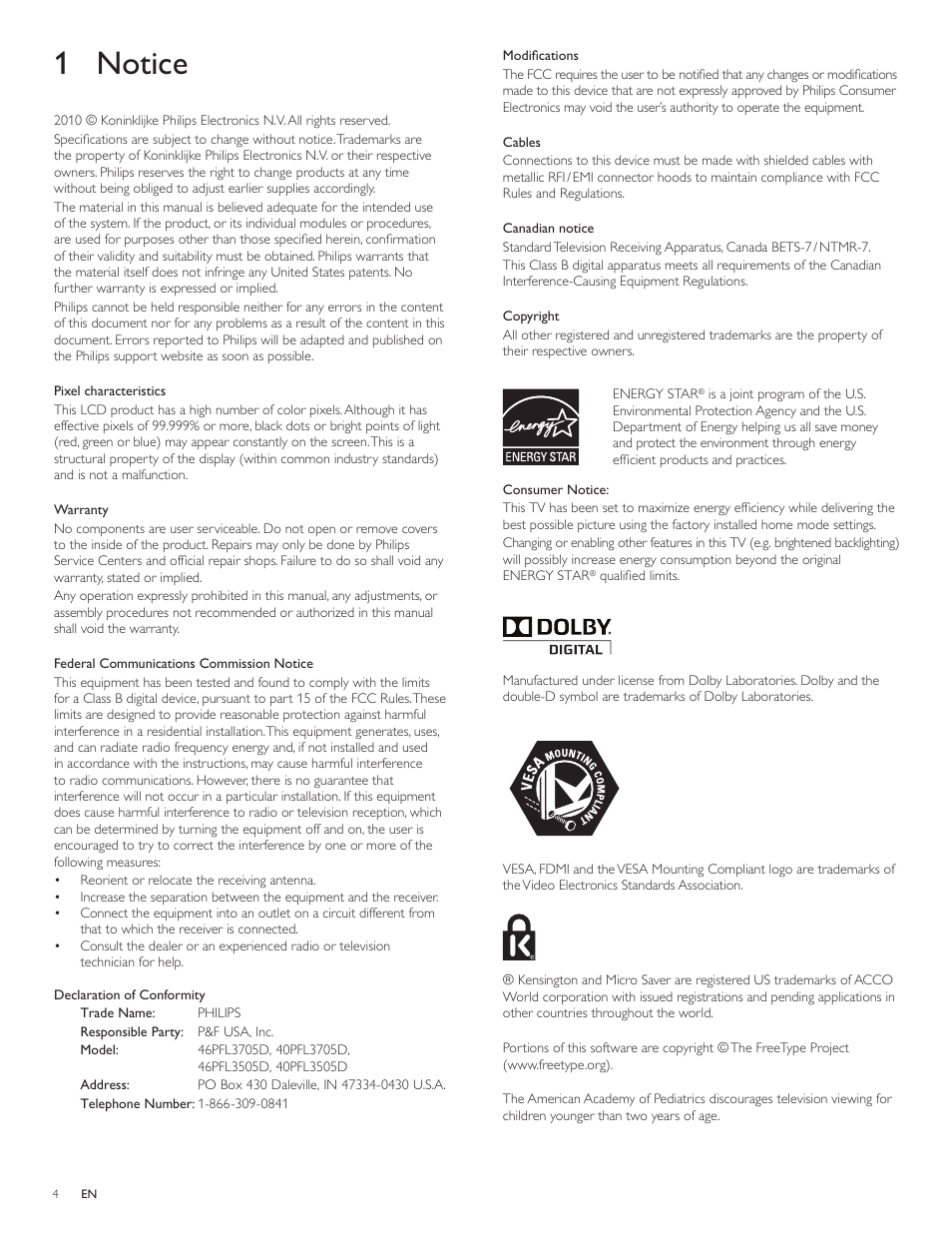 1 notice | Philips 1EMN26039A User Manual | Page 5 / 37