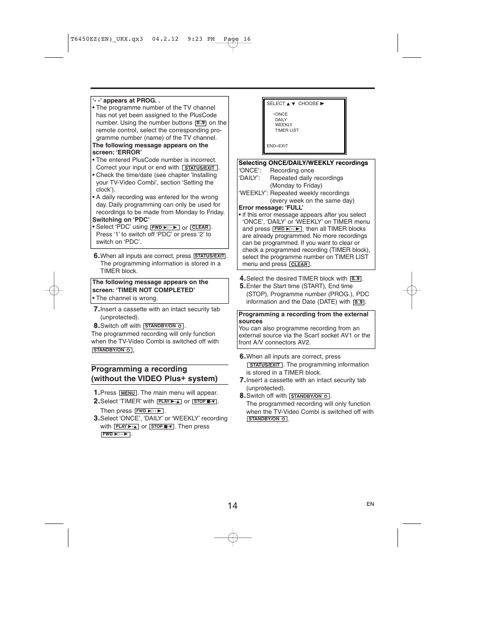 Philips 14PV385/07 User Manual | Page 16 / 20