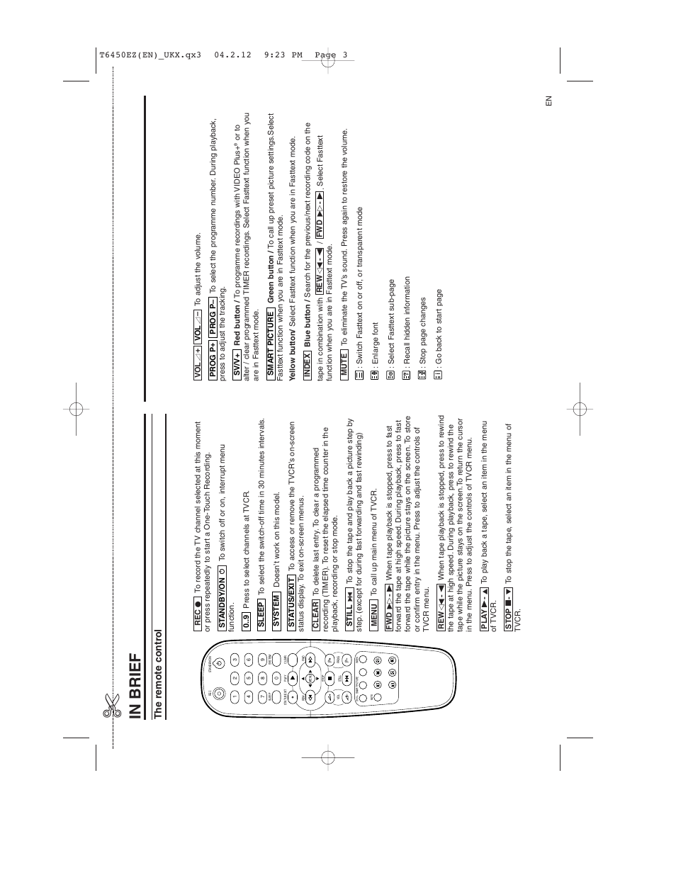 The remote contr o l | Philips 14PV385/07 User Manual | Page 3 / 20