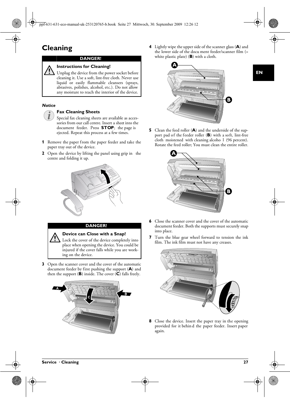 Cleaning | Philips MAGIC 5 ECO PPF 631 User Manual | Page 27 / 32