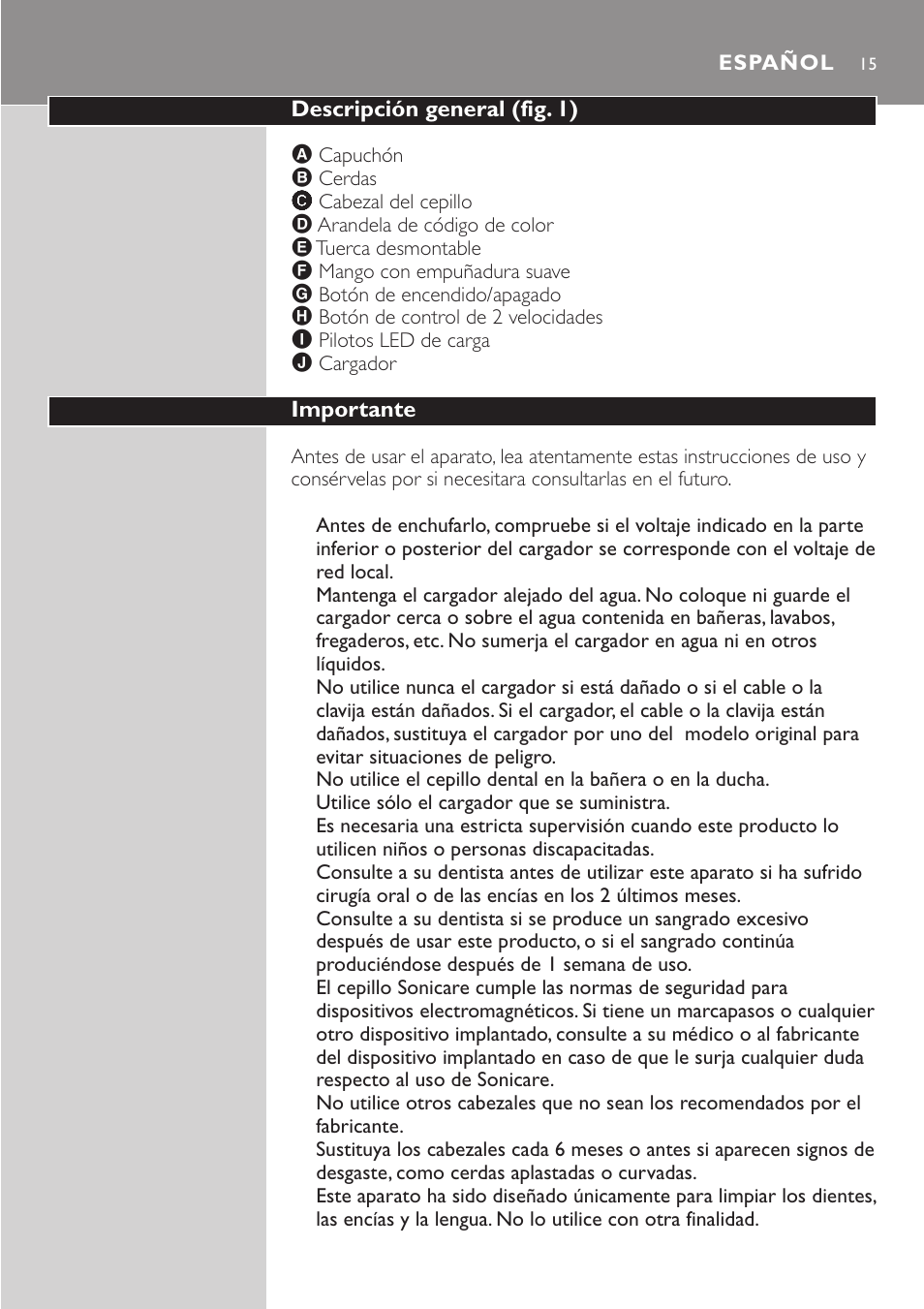 Español 15 | Philips HX7551 User Manual | Page 15 / 84