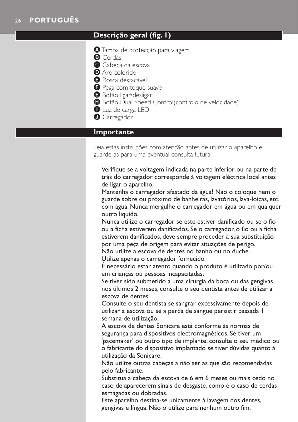 Português 26 | Philips HX7551 User Manual | Page 26 / 84