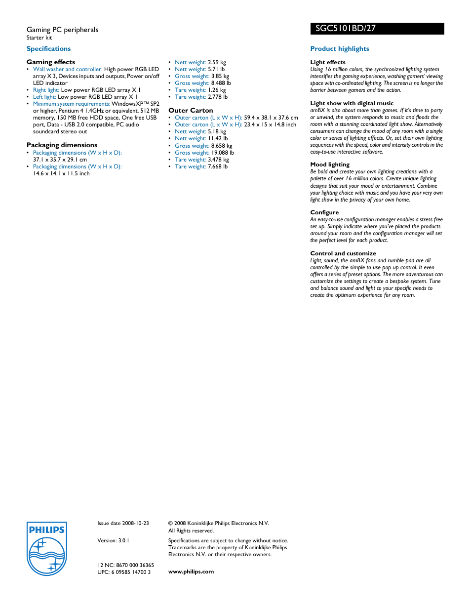 Philips SGC5101BD/27 User Manual | Page 2 / 2