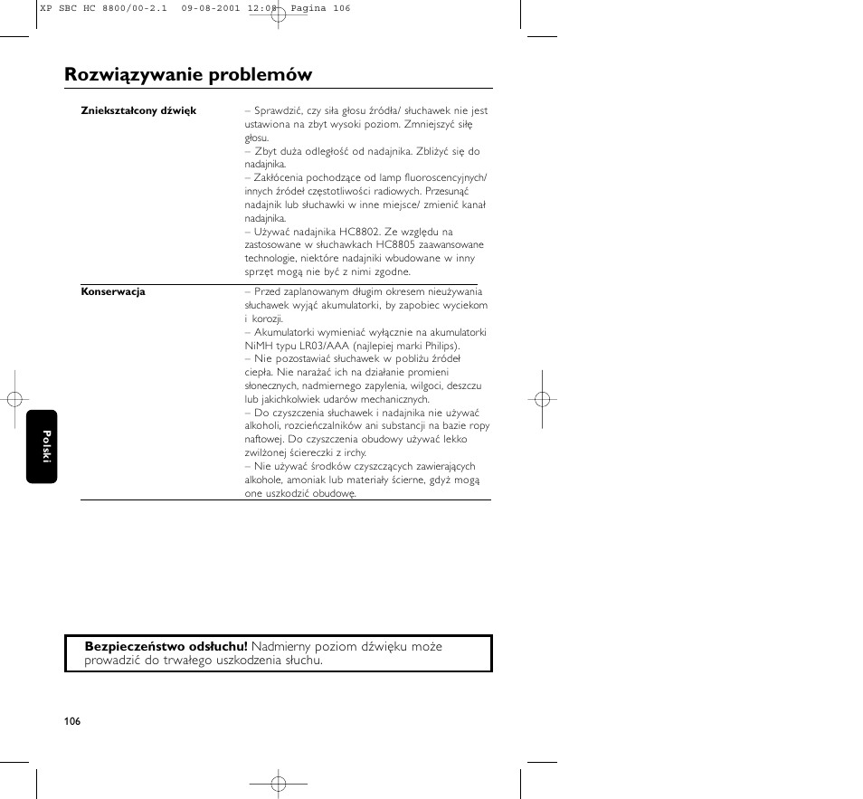 Rozwiązywanie problemów | Philips HC8800 User Manual | Page 106 / 133