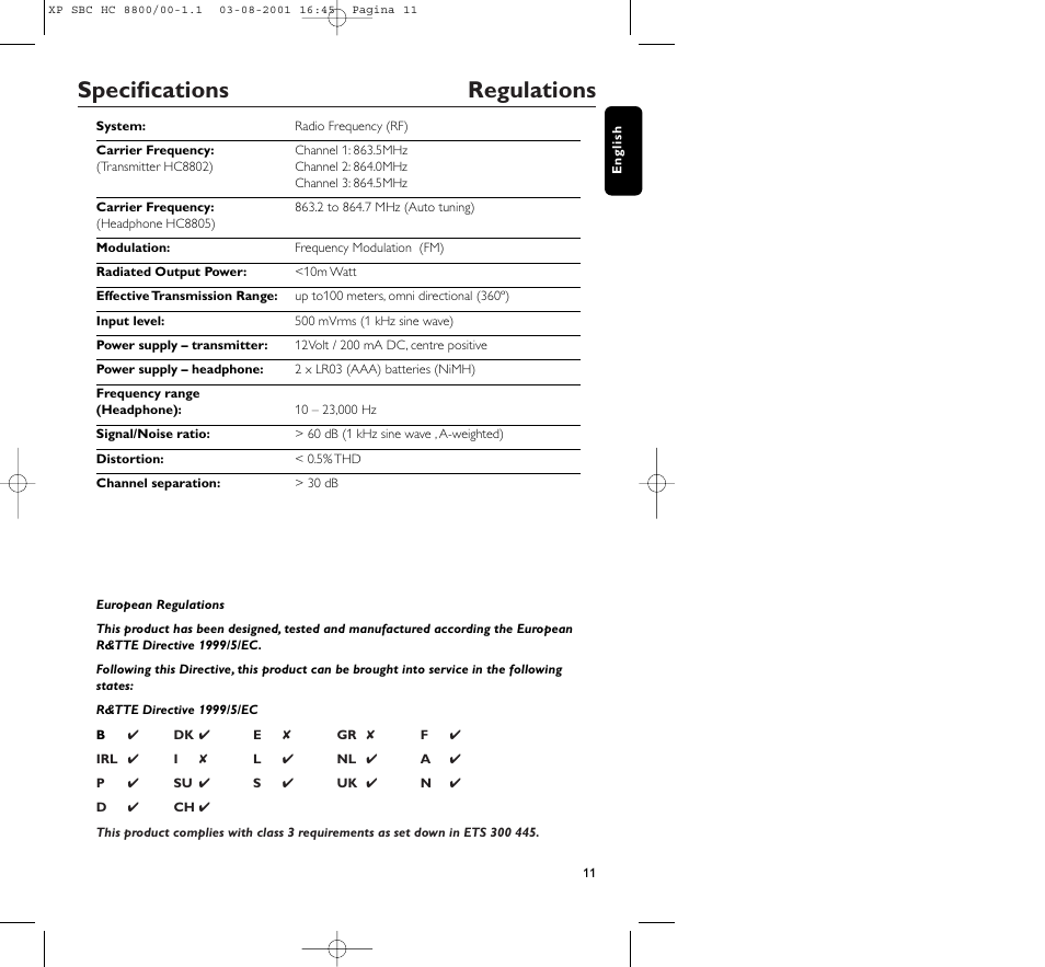 Specifications regulations | Philips HC8800 User Manual | Page 11 / 133