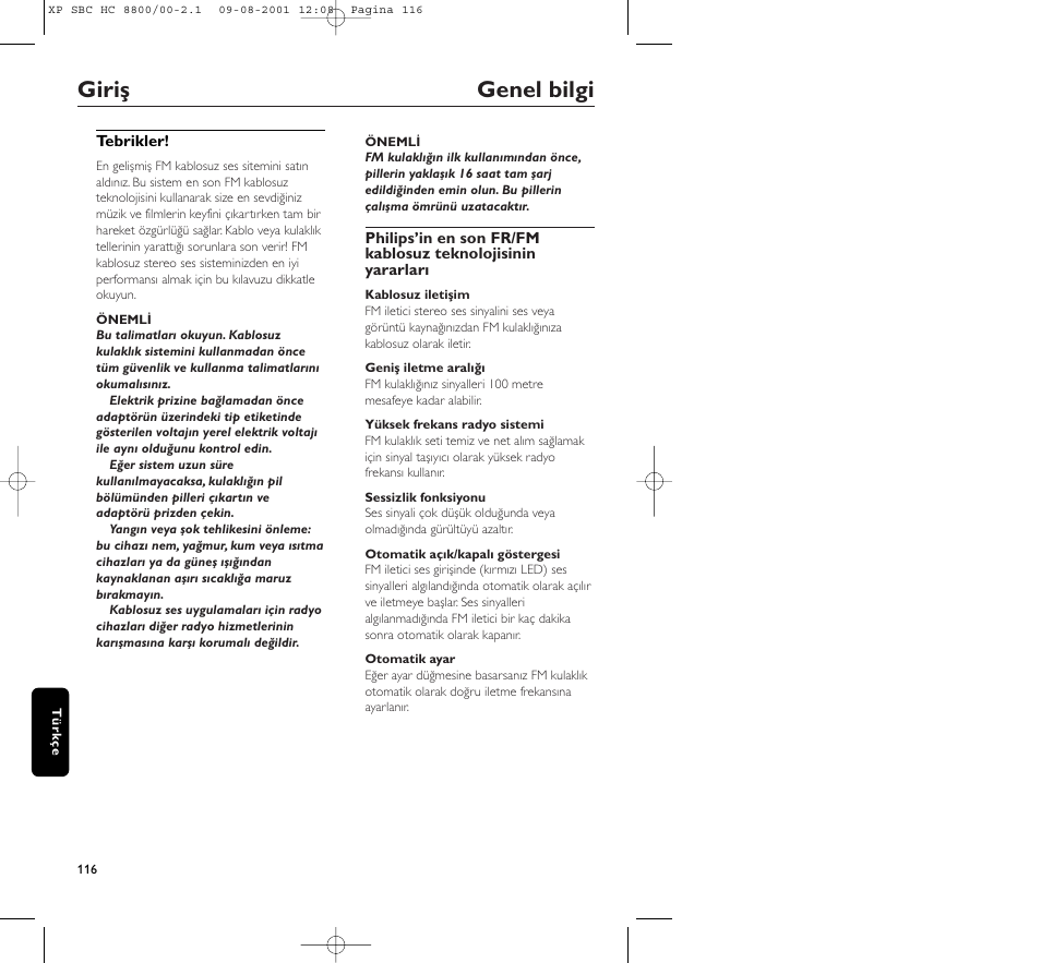 Giriş genel bilgi | Philips HC8800 User Manual | Page 116 / 133