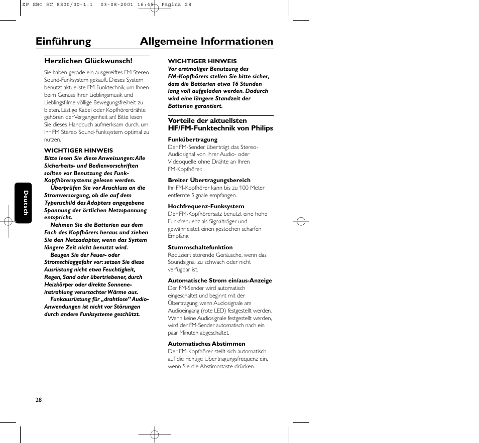 Einführung allgemeine informationen | Philips HC8800 User Manual | Page 28 / 133