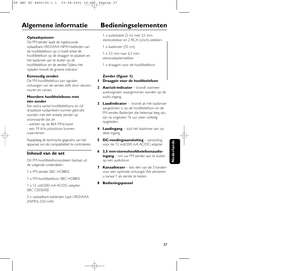 Algemene informatie bedieningselementen | Philips HC8800 User Manual | Page 37 / 133