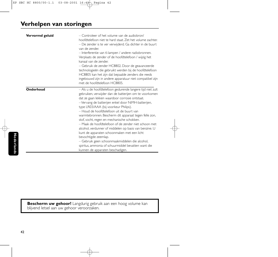 Verhelpen van storingen | Philips HC8800 User Manual | Page 42 / 133
