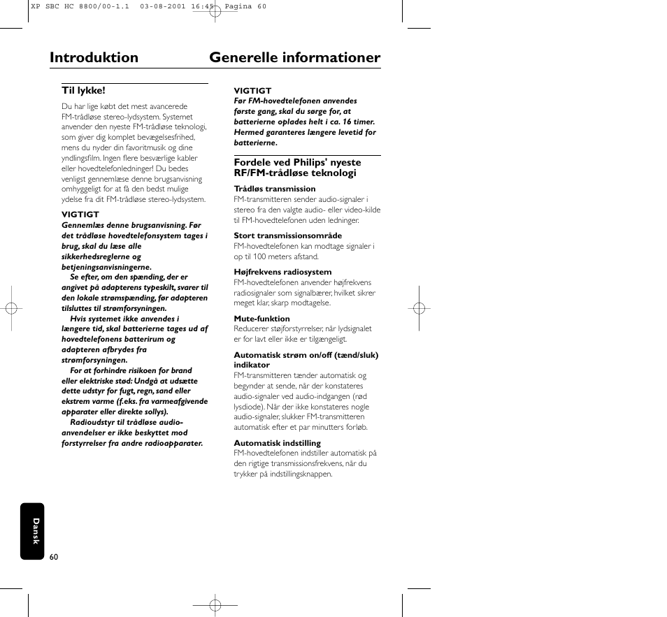 Introduktion generelle informationer | Philips HC8800 User Manual | Page 60 / 133