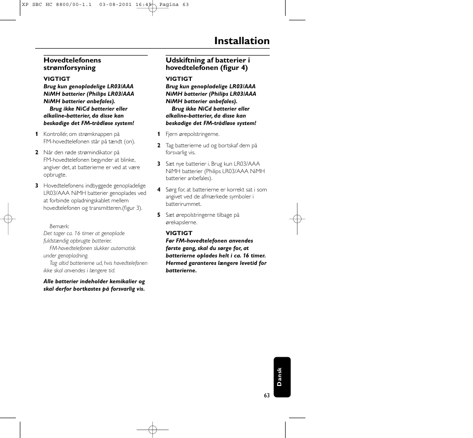 Installation | Philips HC8800 User Manual | Page 63 / 133