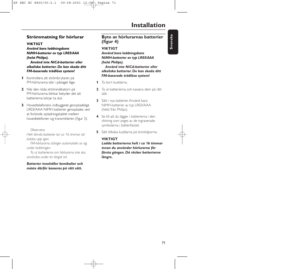 Installation | Philips HC8800 User Manual | Page 71 / 133