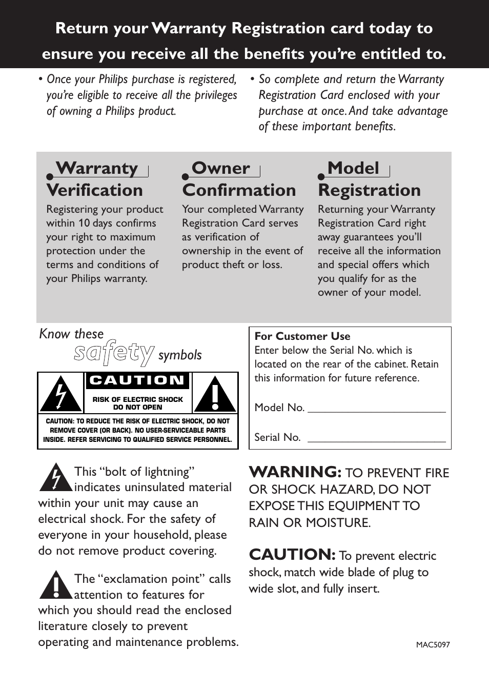 Ssa affe etty y, Warranty verification, Owner confirmation | Model registration | Philips AZ9143 User Manual | Page 2 / 70