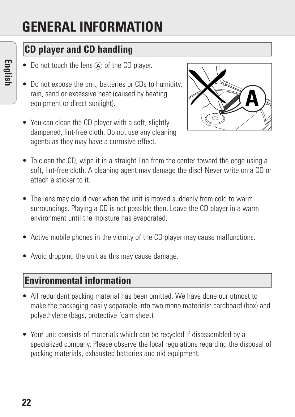 General information | Philips AZ9143 User Manual | Page 22 / 70