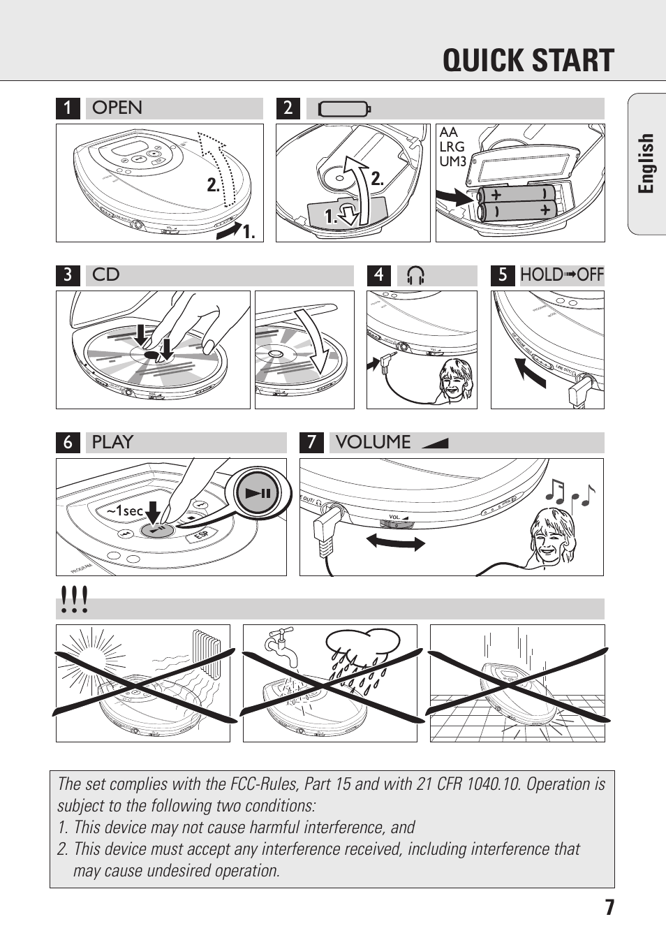 Quick start, English, Aa lrg um3 | Philips AZ9143 User Manual | Page 7 / 70