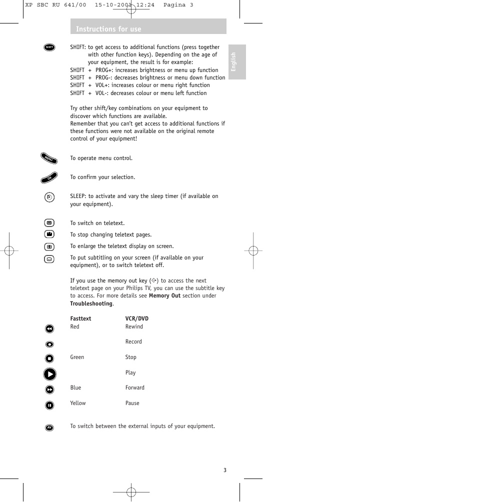 Instructions for use | Philips SBC RU641/00 User Manual | Page 3 / 80