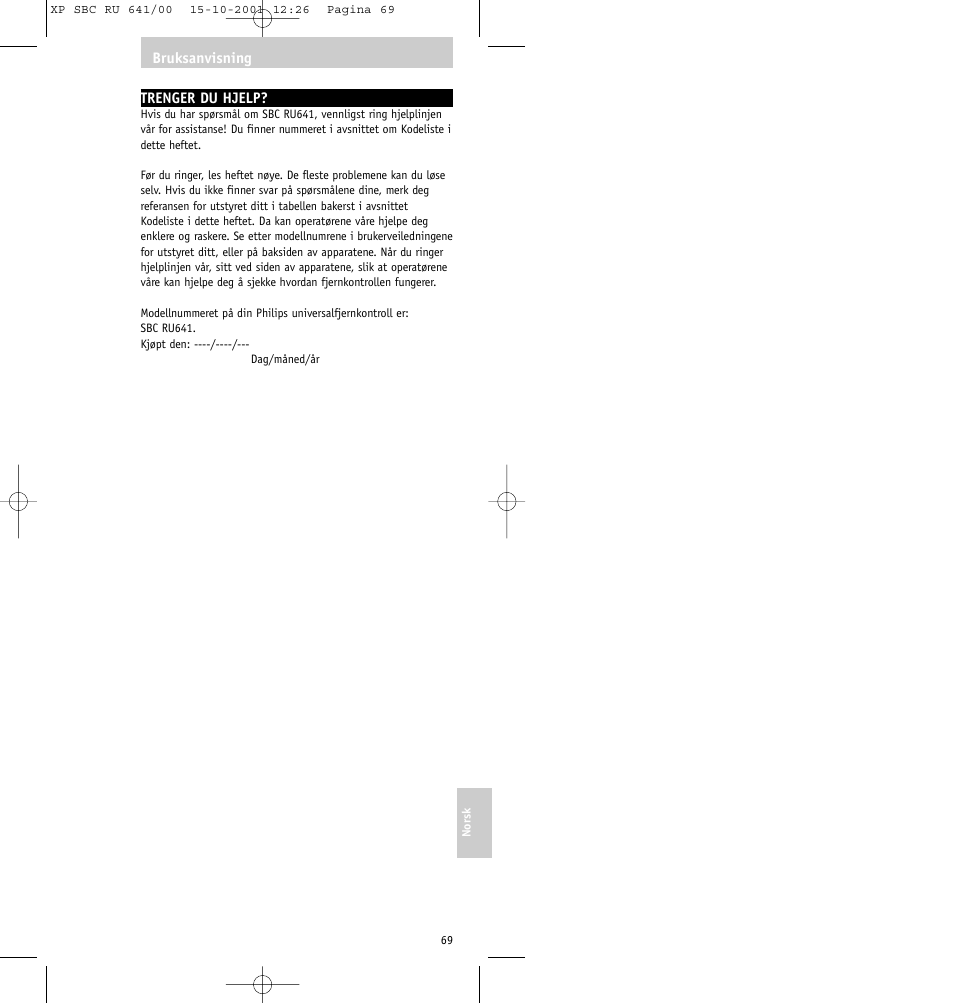 Philips SBC RU641/00 User Manual | Page 69 / 80