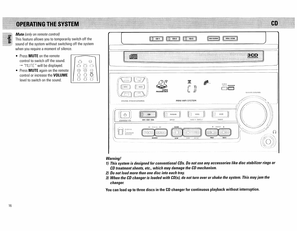 Operating the system | Philips FW62C User Manual | Page 16 / 80