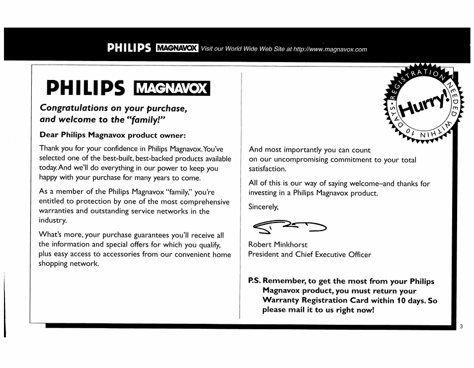 Philips, Magnavox | Philips FW62C User Manual | Page 3 / 80