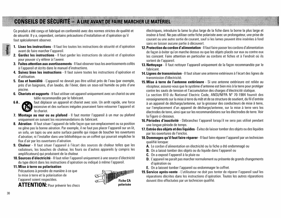 À lire avant dé faire marcher le matériel, Ahention | Philips FW62C User Manual | Page 30 / 80