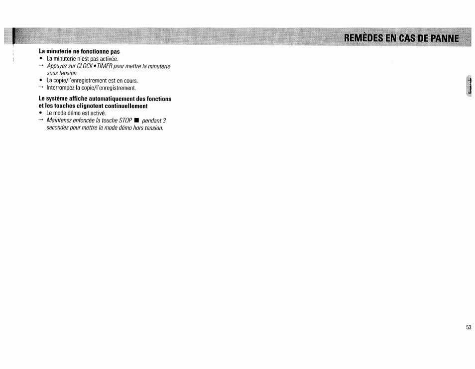 La minuterie ne fonctionne pas, Remèdes en cas de panne | Philips FW62C User Manual | Page 53 / 80