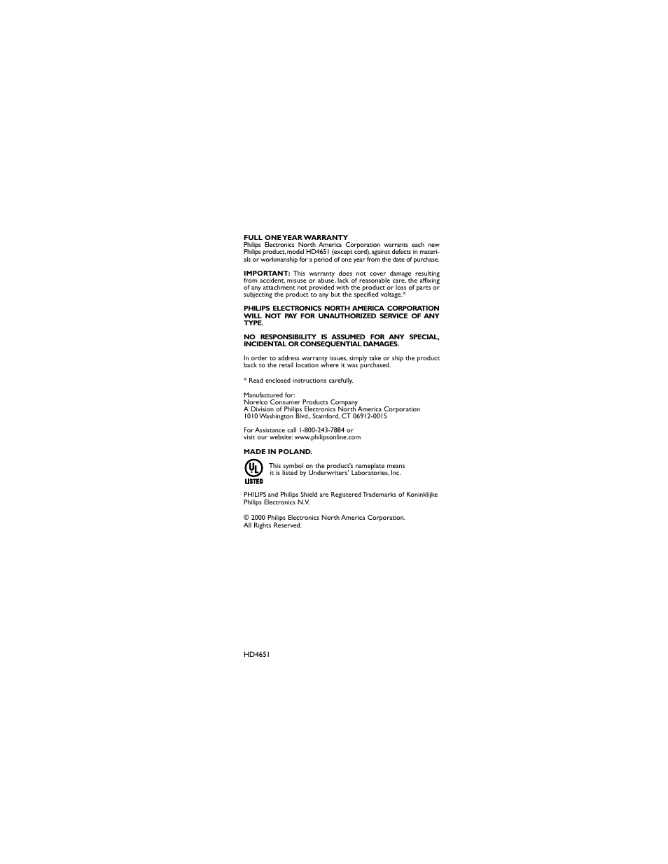 Philips HD4651 User Manual | Page 12 / 12