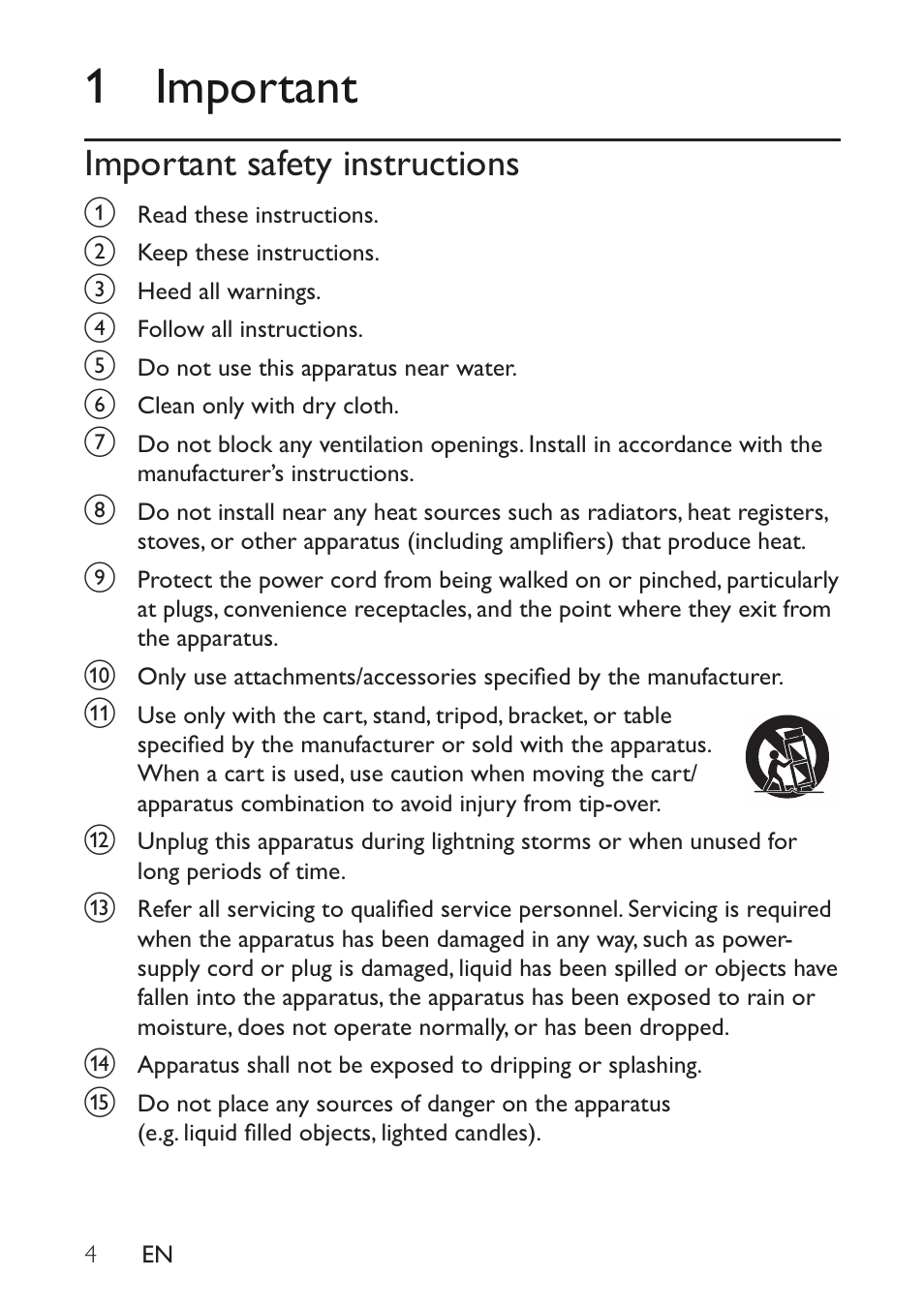 1 important, Important safety instructions | Philips PET721D/12 User Manual | Page 3 / 19