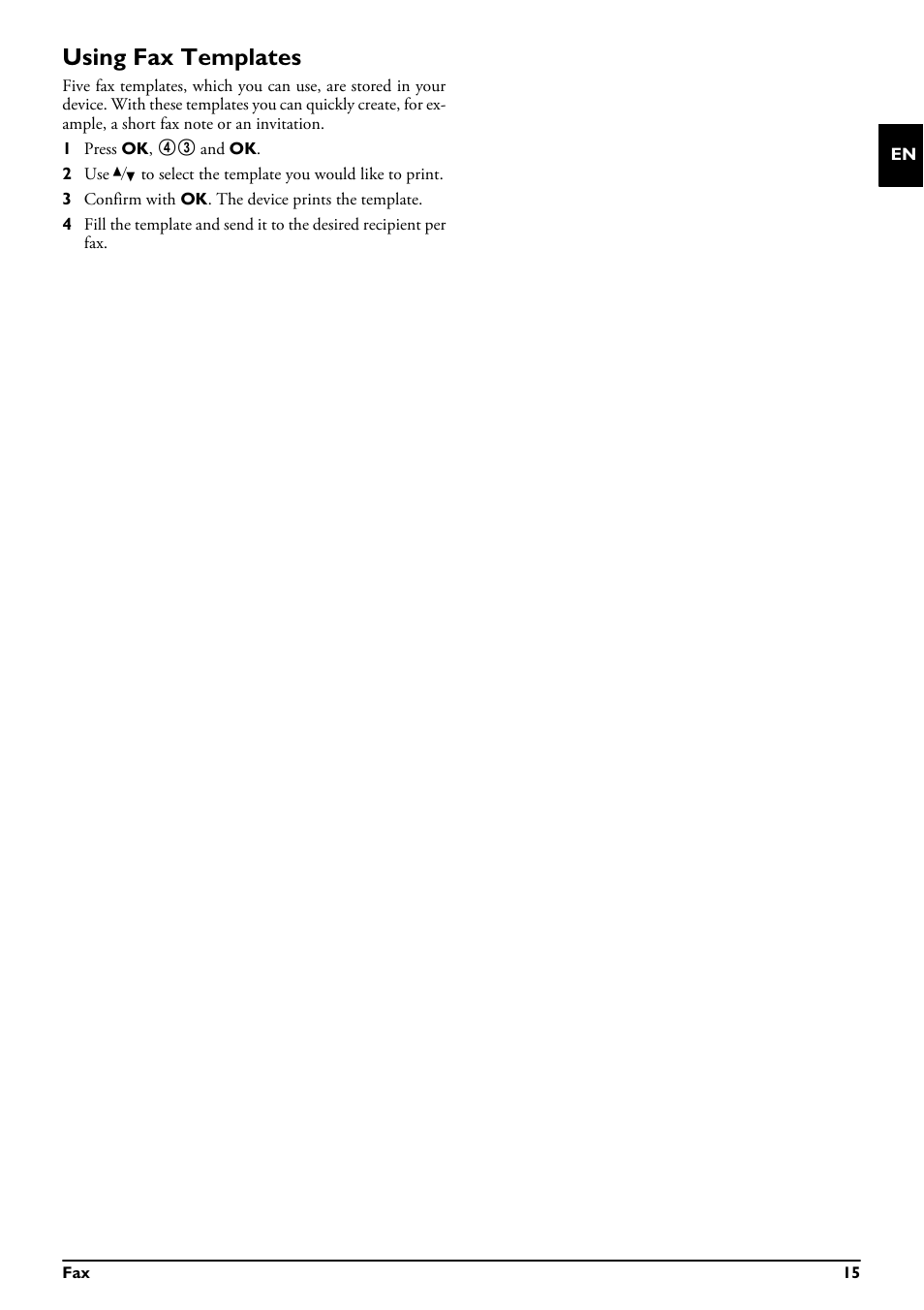 Using fax templates | Philips MAGIC 5 MAGIC5 User Manual | Page 15 / 32