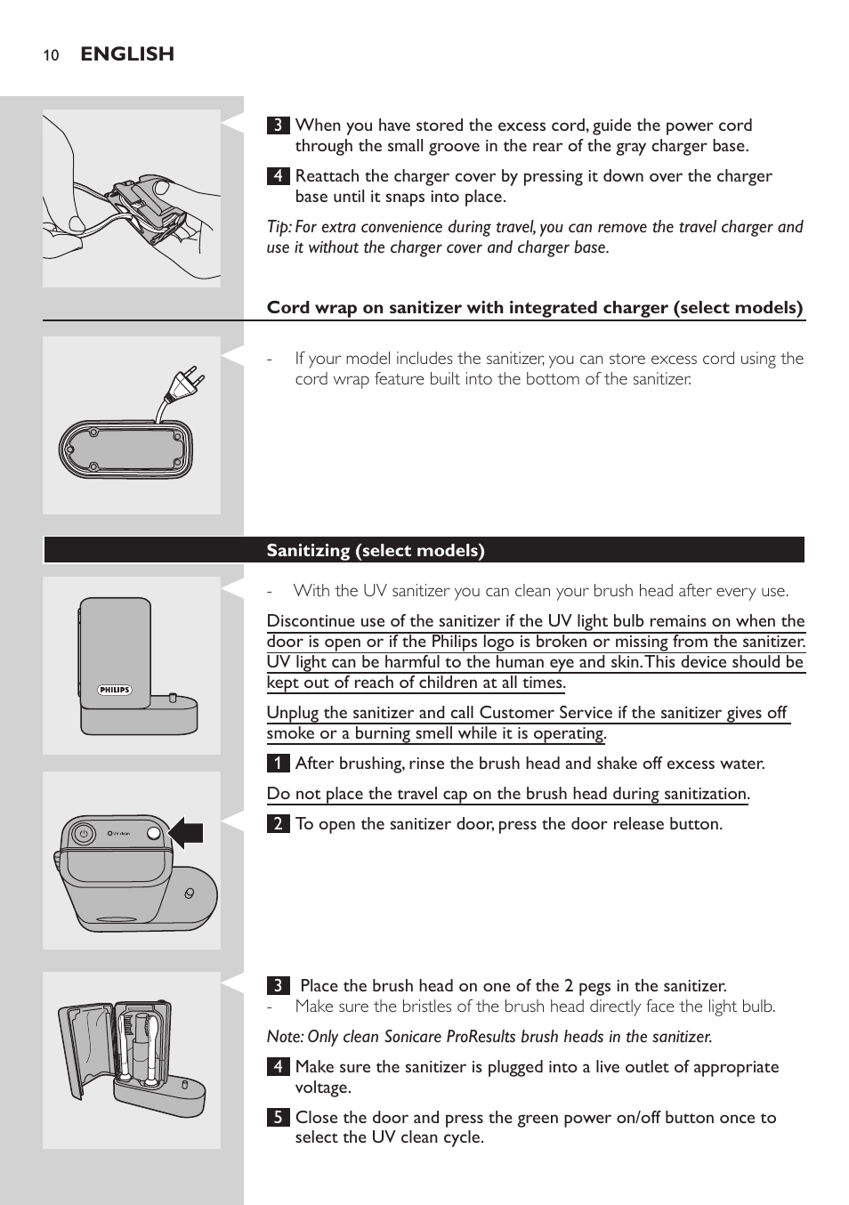 Sanitizing (select models) | Philips 900 Series User Manual | Page 10 / 44