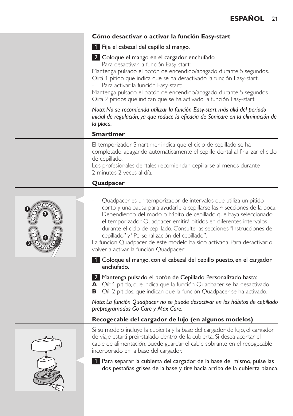 Smartimer, Quadpacer | Philips 900 Series User Manual | Page 21 / 44