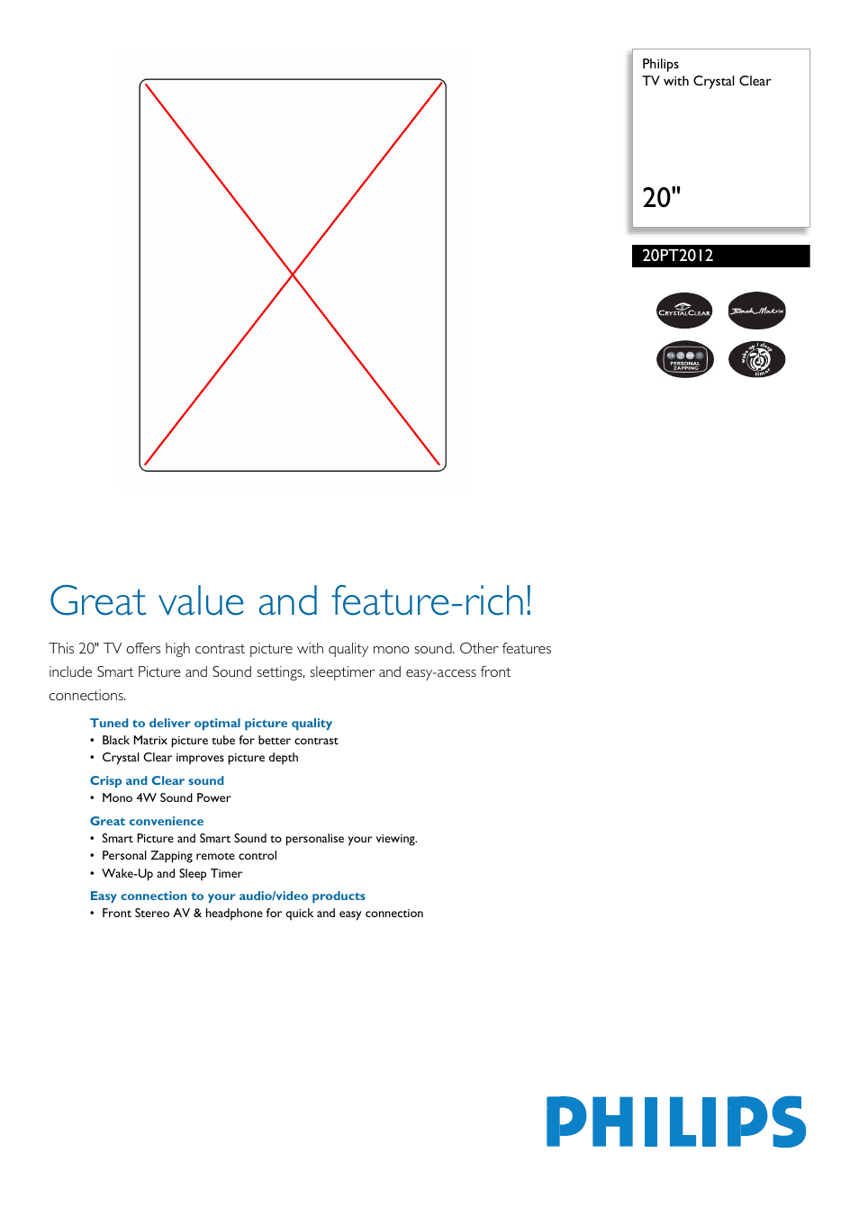 Philips 20PT2012/59B User Manual | 2 pages
