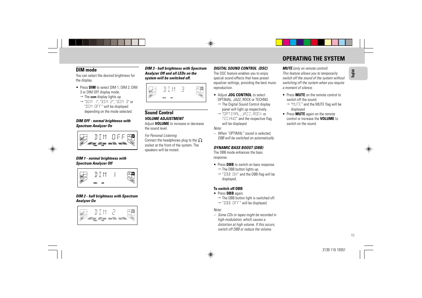 Operating the system | Philips FW-C30/21 User Manual | Page 11 / 24