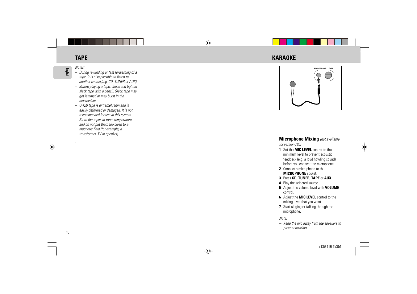 Tape karaoke | Philips FW-C30/21 User Manual | Page 18 / 24